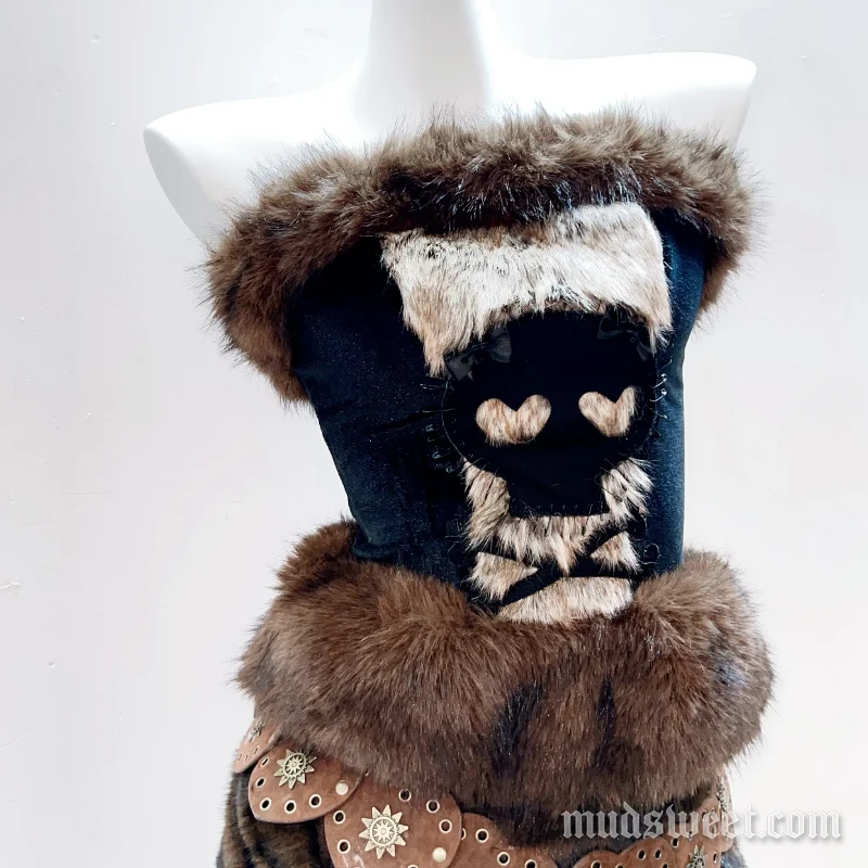 Grunge pluizige patchwork rugloze tube top