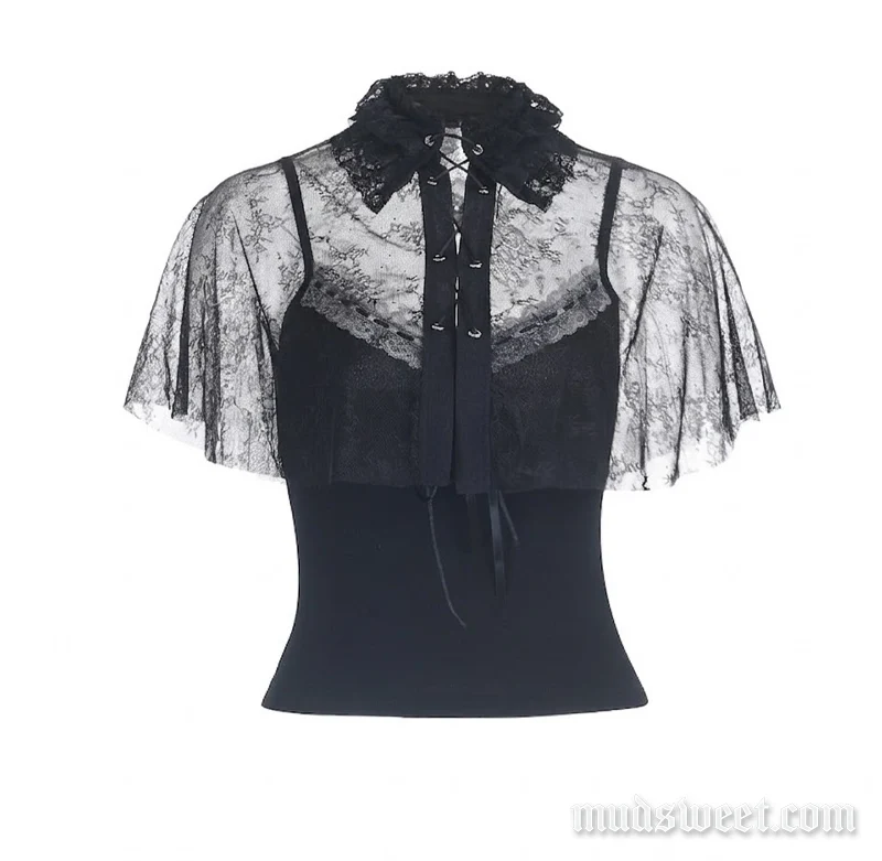 Fairycore cami top met kanten zoom en strikceintuur