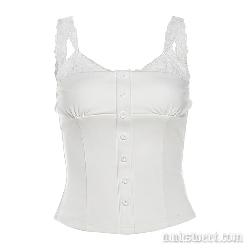 Fairycore cami top met kanten zoom en V-hals