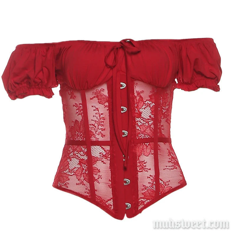 Off-shoulder top met ruches en strikjes, effen kleur.