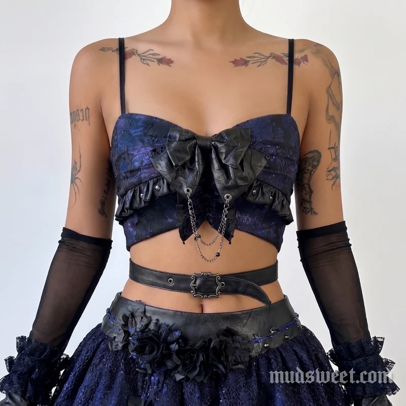 Fairycore cami top met strik en metalen ketting