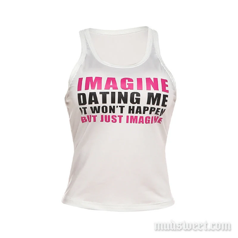 Mouwloze top met ronde hals en letterprint