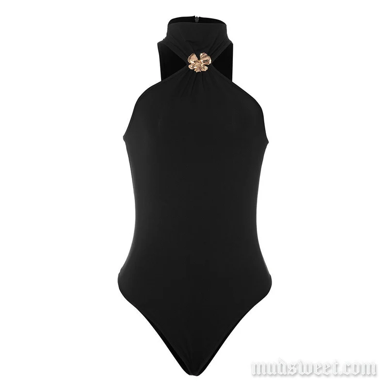 Grunge bodysuit met ruches en ritssluiting