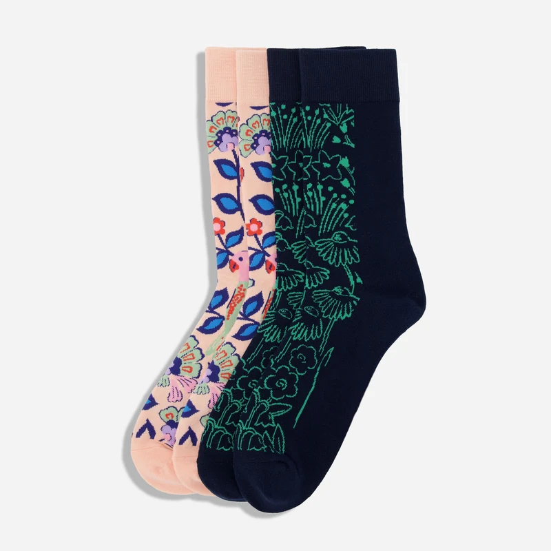 Bikini Sous La Pluie x The Tie Bar Parrot Perch and Twilight Floral 2-Pack Dress Socks
