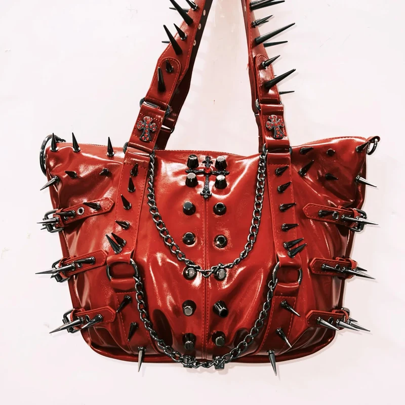 Gotische handtas met ketting van PU-leer