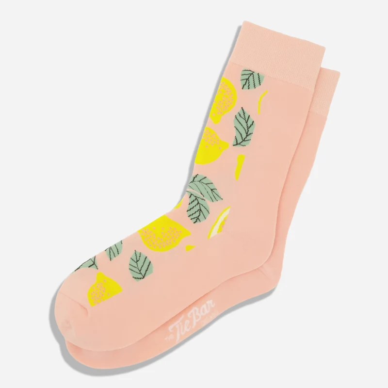Bikini Sous La Pluie x The Tie Bar Fresh Picked Lemon Pale Pink Dress Socks