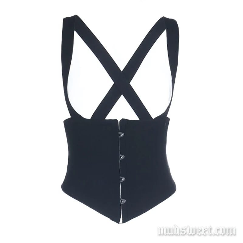 Korset tanktop met gekruiste knoopjes op de rug