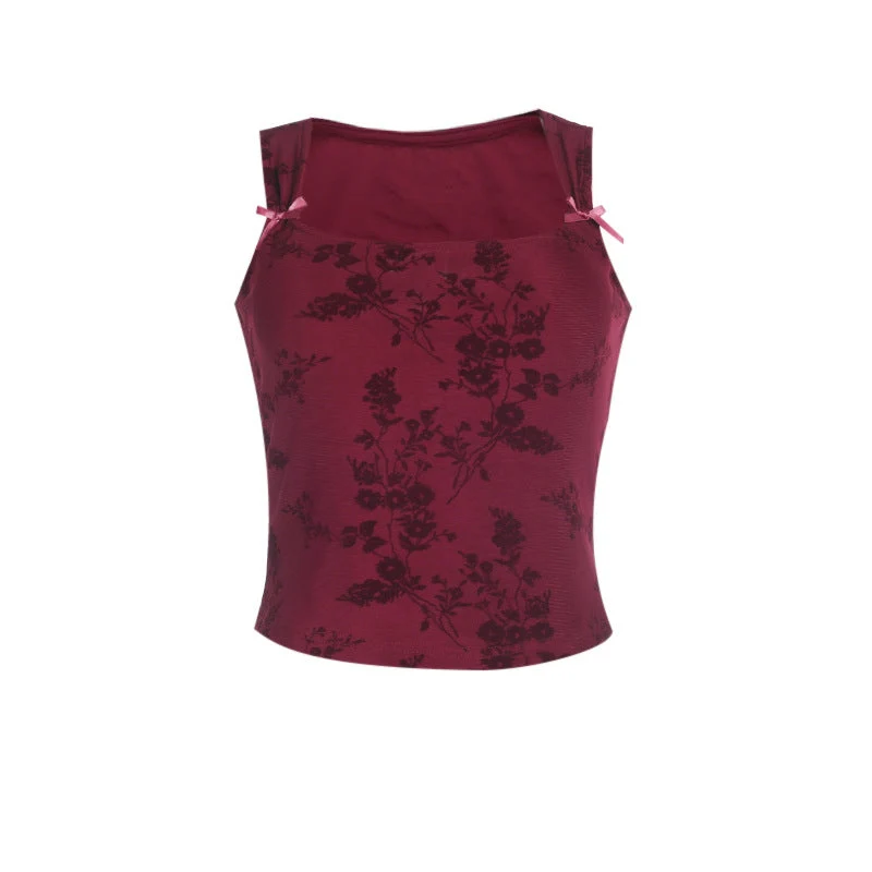 Fairycore bowknot square neck sleeveless top