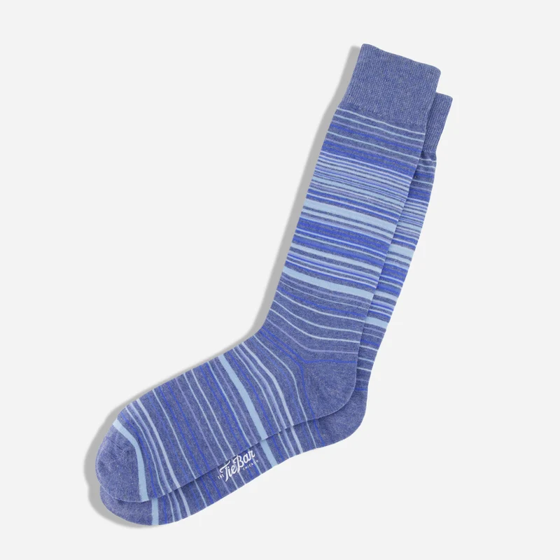 Multistripe Blue Dress Socks