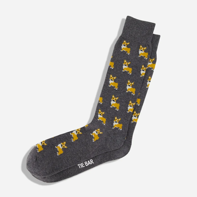 Corgi Charcoal Dress Socks