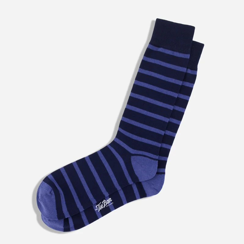Trad Stripe Light Blue Dress Socks
