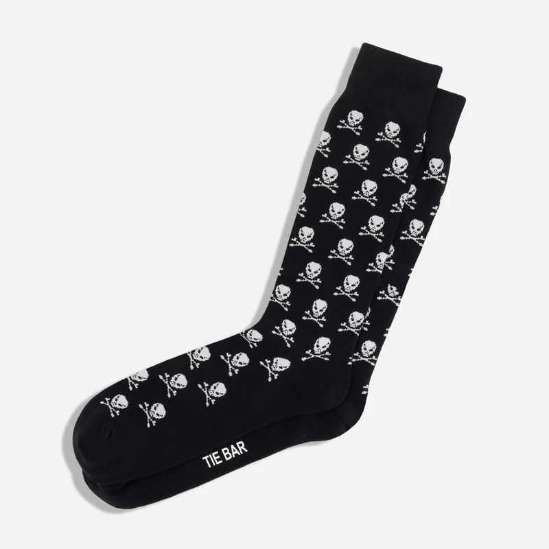 Skull And Crossbones Black Dress Socks