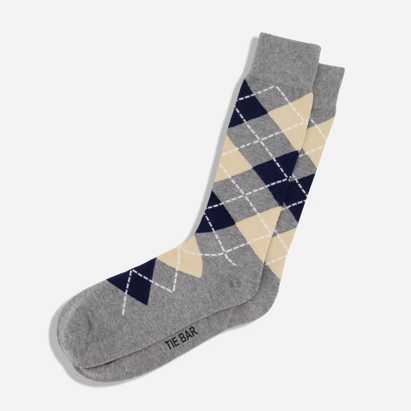 Argyle Light Champagne Dress Socks