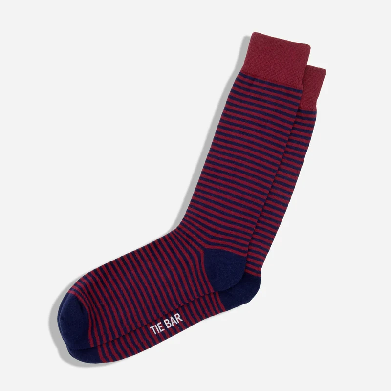 Thin Stripes Burgundy Dress Socks