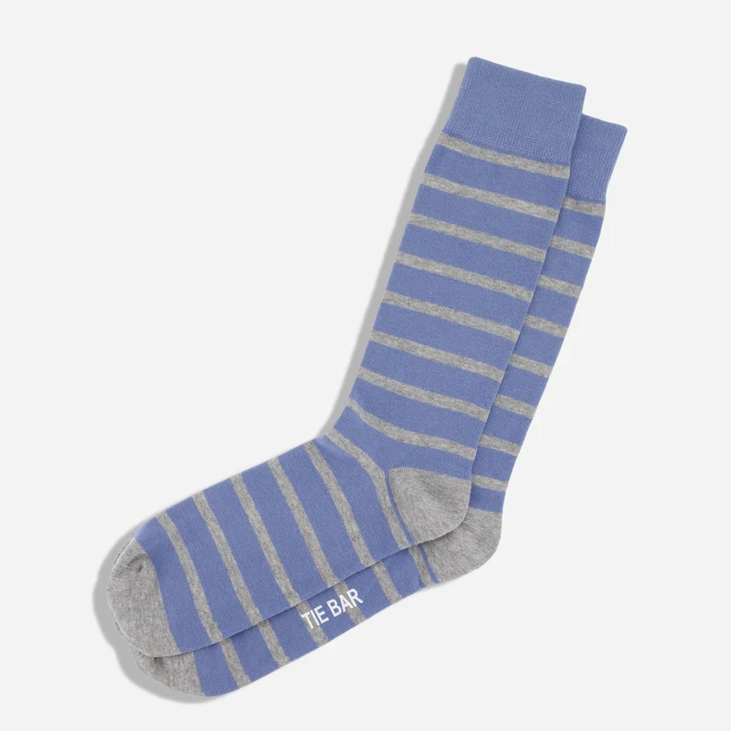 Trad Stripe Slate Blue Dress Socks