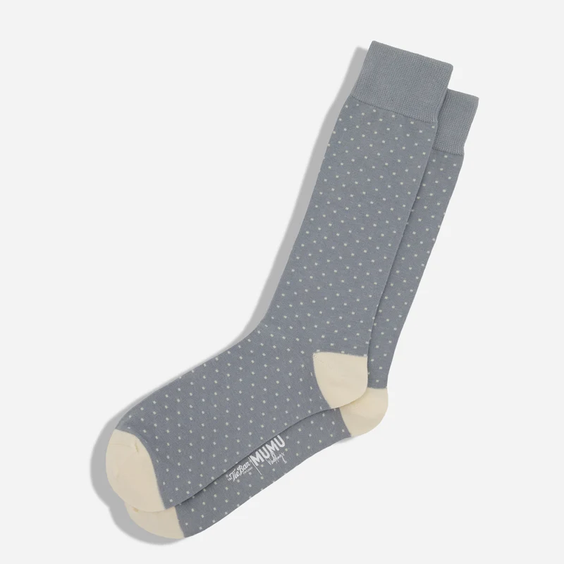 Mumu Weddings - Seaside Dot Silver Sage Dress Socks