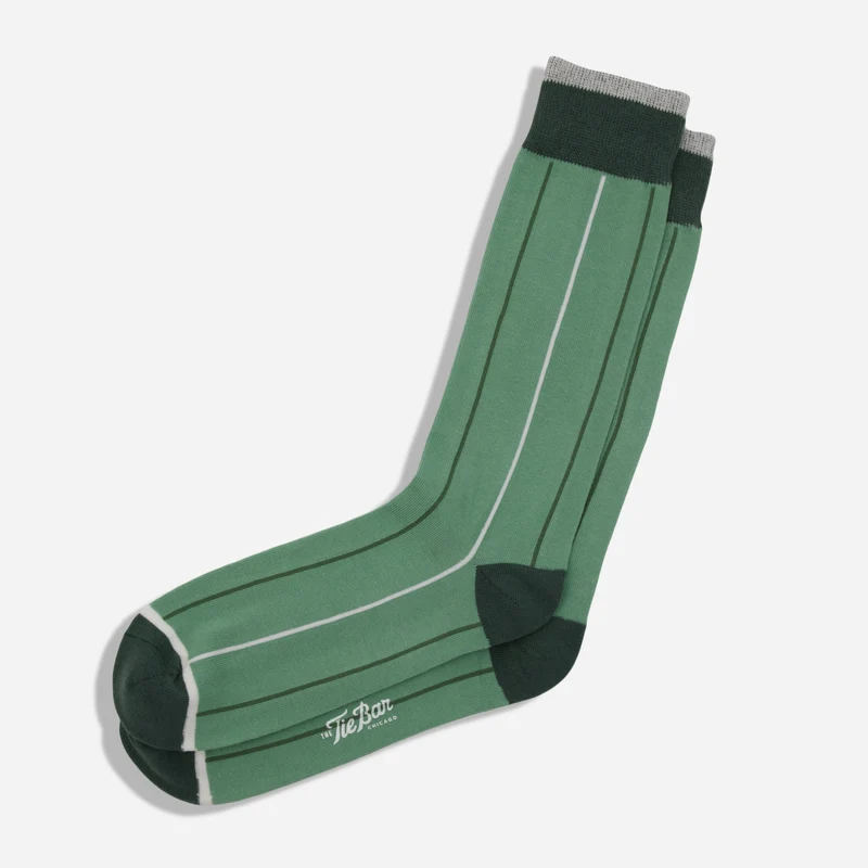 Vertical Stripe Jade Dress Socks