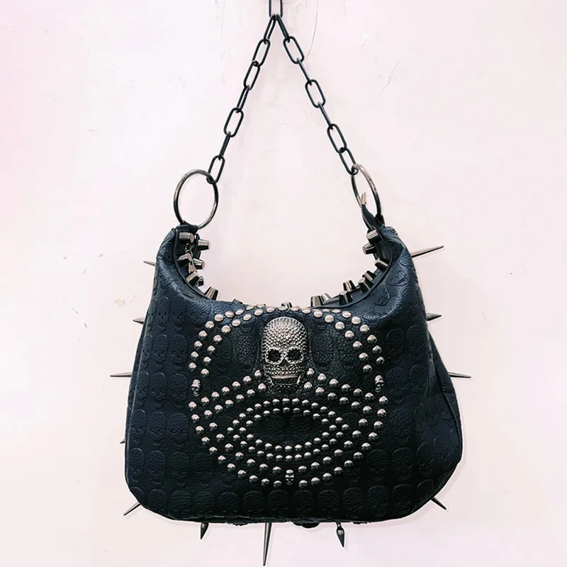 Gotische metalen ketting doodskop handtas