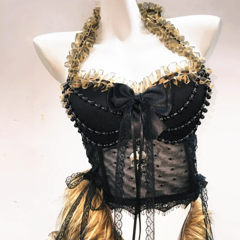Fairycore top met lange mouwen en luipaardprint