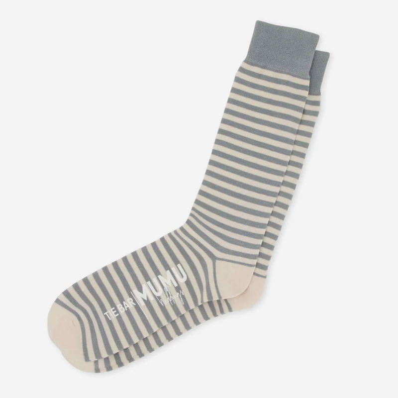 Mumu Weddings - Seaside Stripe Silver Sage Dress Socks