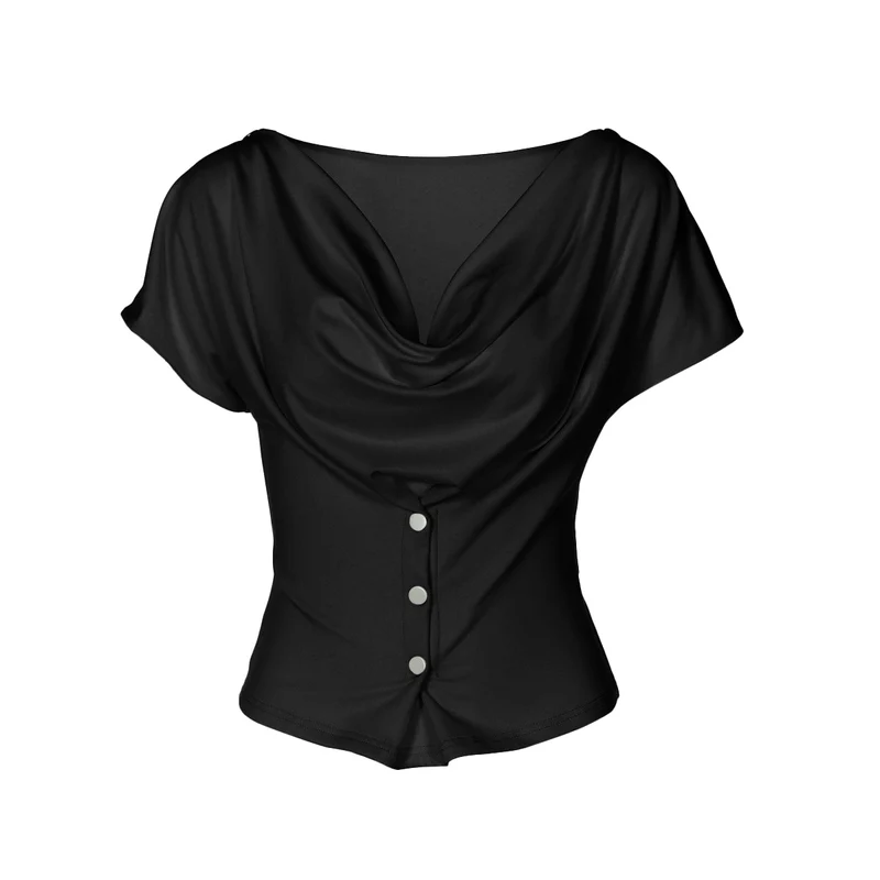 Grunge colkraag met knoopsluiting, effen top