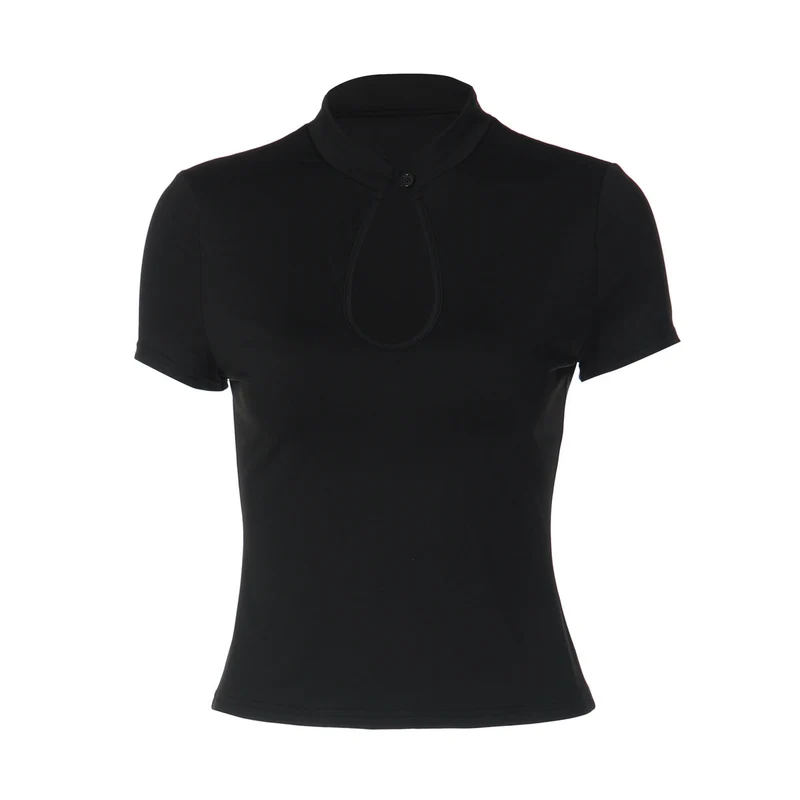 Grunge short sleeve hollow out top