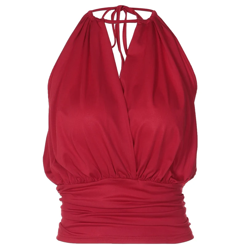 Grunge self tie halter ruched top