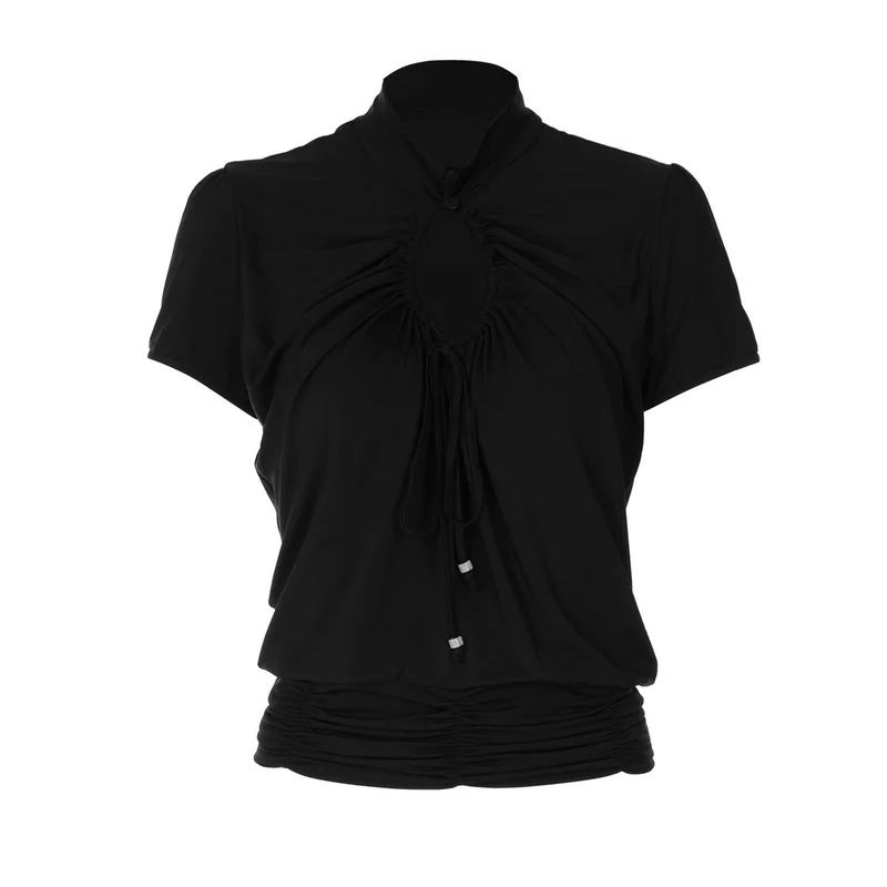 Grunge hollow out self tie top