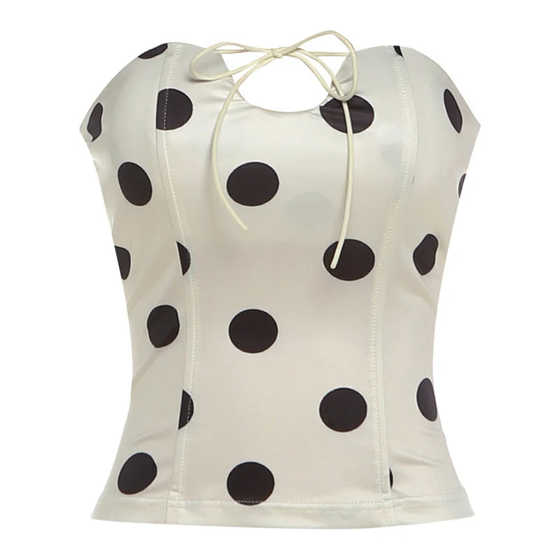 Grunge polka dot hollow out tube top