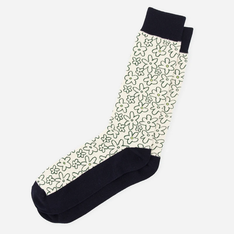 Doodle Floral Navy Dress Socks