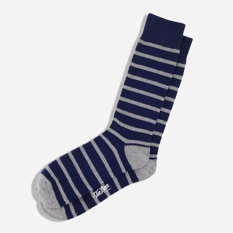 Trad Stripe Classic Navy Dress Socks