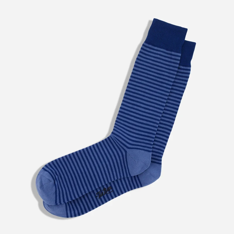 Thin Stripes Slate Blue Dress Socks