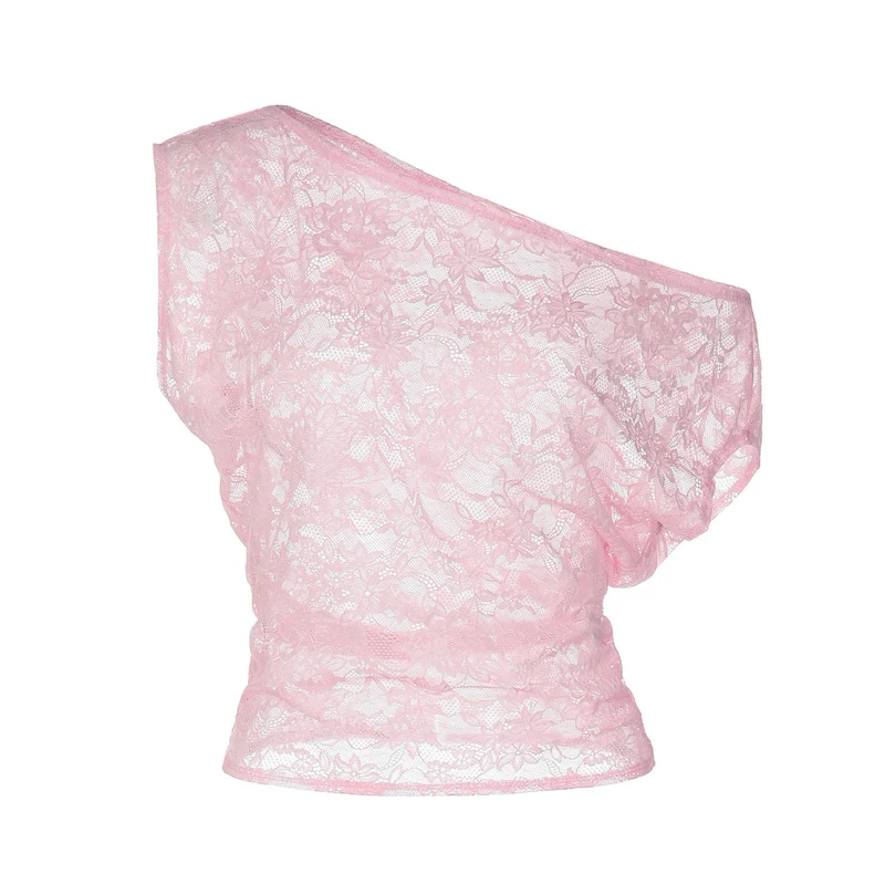 Fairycore top met één schouder en onregelmatige kanten rand