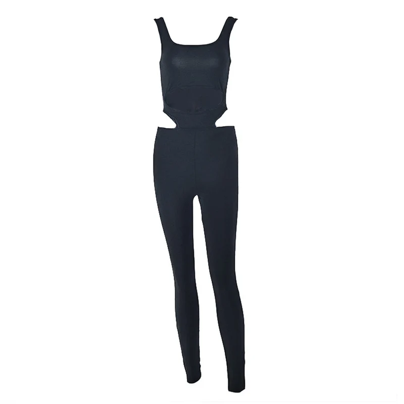Uitgesneden tanktop jumpsuit met vierkante hals en open rug