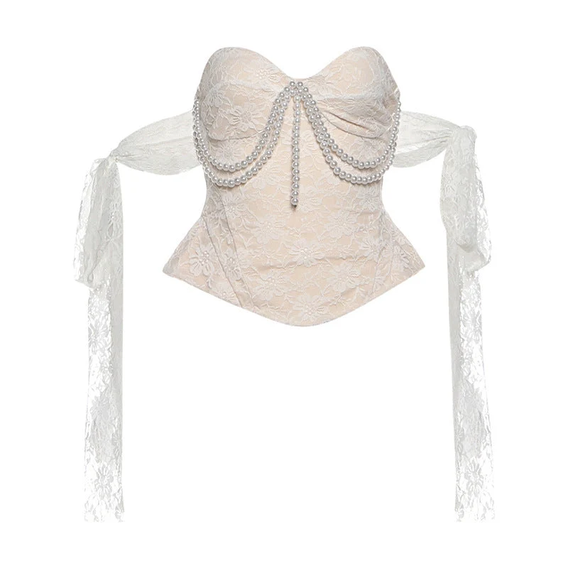 Tube top met sweetheart-halslijn en kralenkant