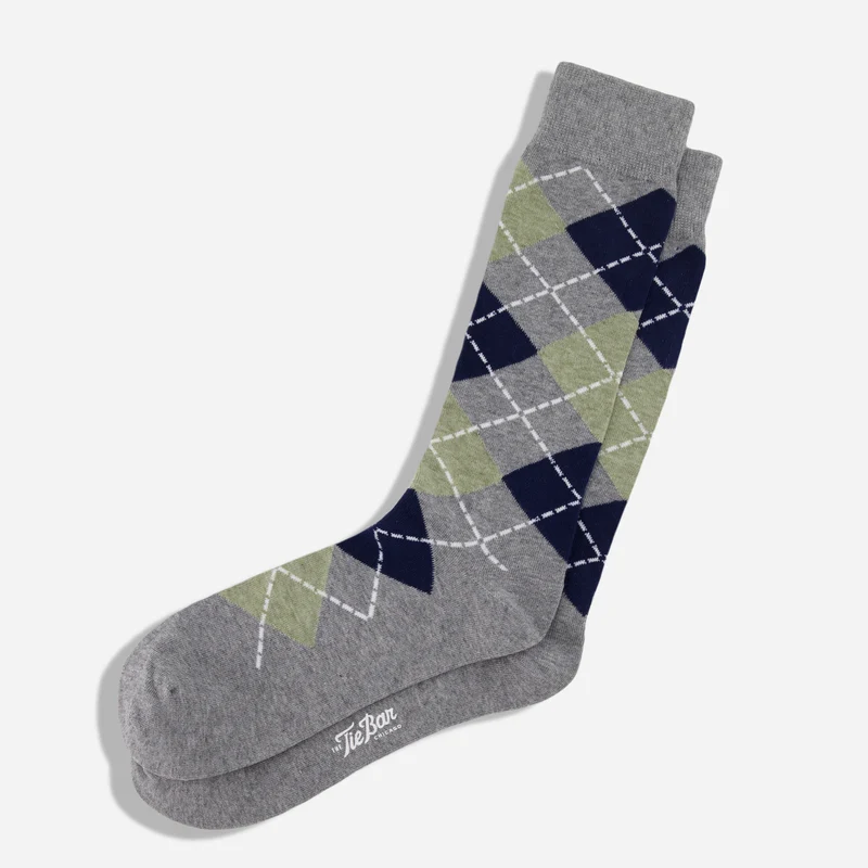 Argyle Sage Green Dress Socks