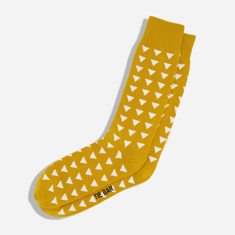Triangle Geo Mustard Dress Socks