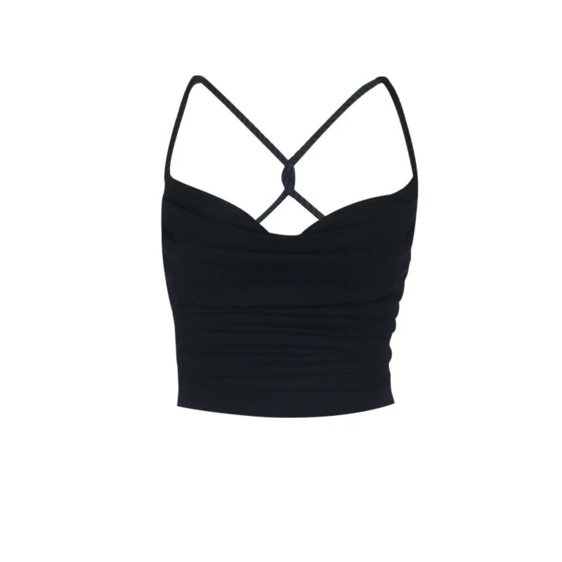 Goth cross back ruched cami top