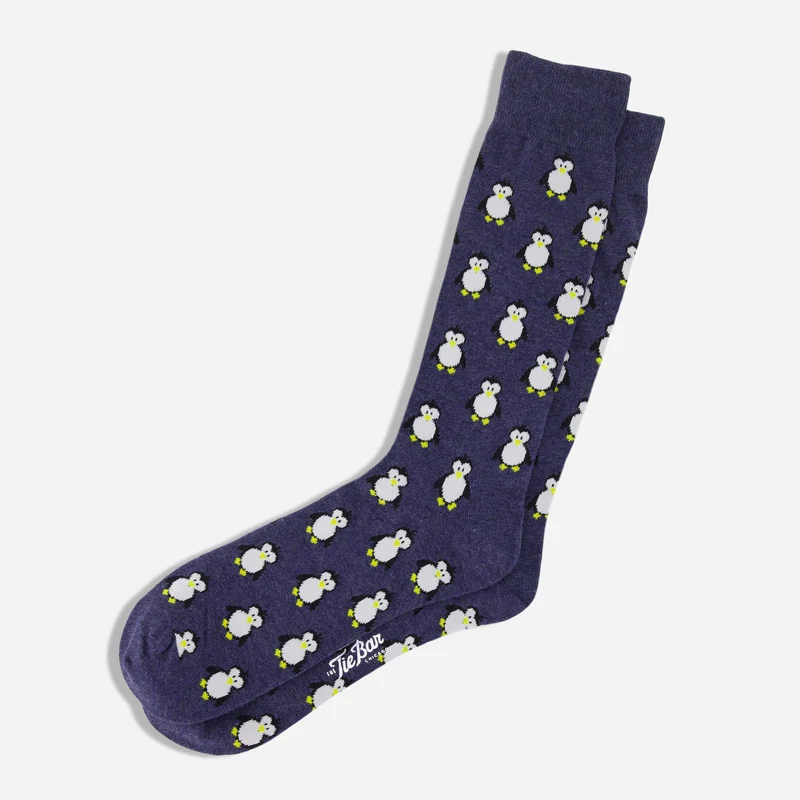Cool Penguins Navy Dress Socks