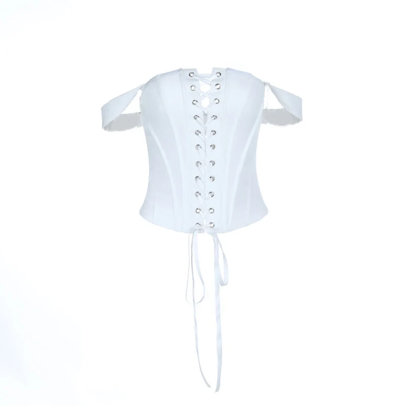 Off-shoulder korset tube top met strikceintuur