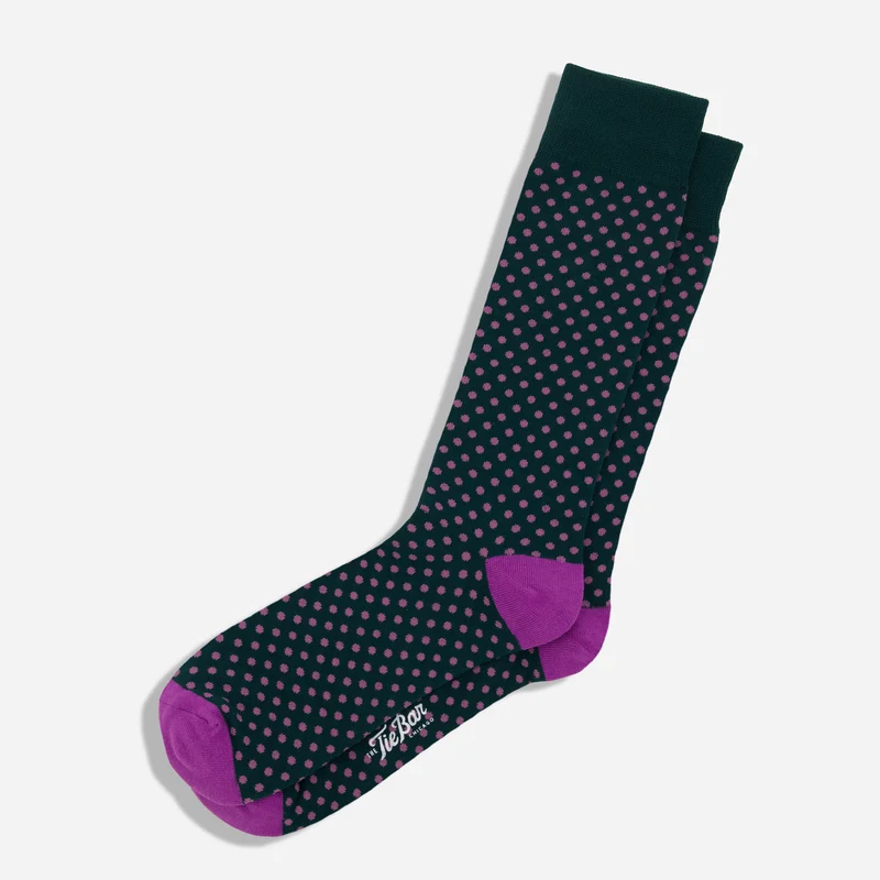 Pindot Hunter Green Dress Socks