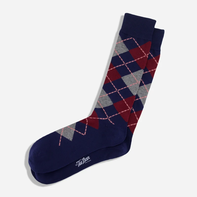 Argyle Deep Burgundy Dress Socks