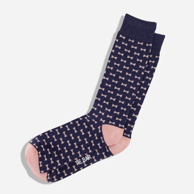 Bow Tie Navy Dress Socks