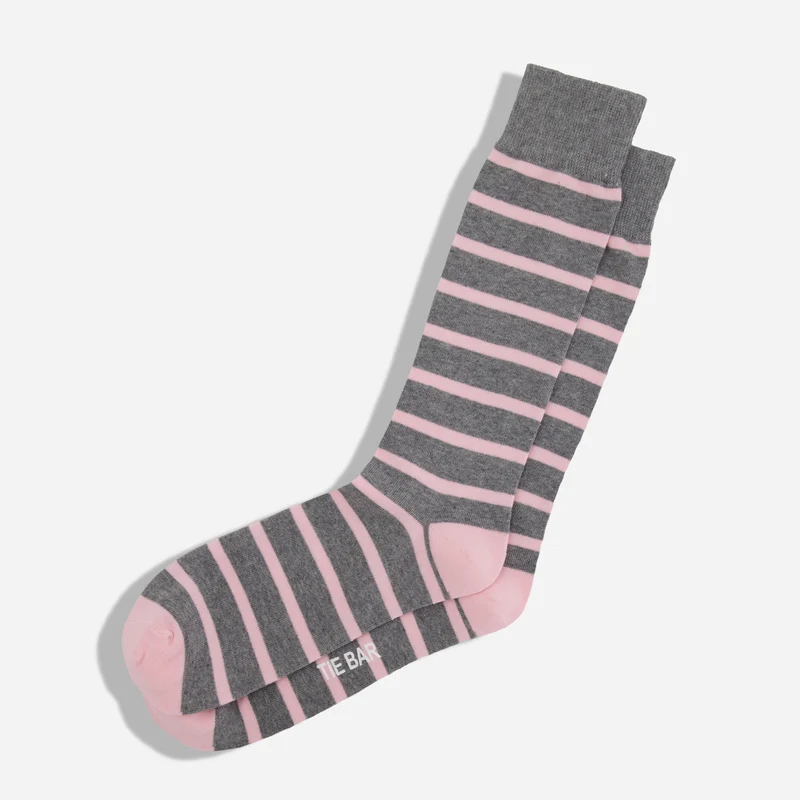 Trad Stripe Blush Pink Dress Socks