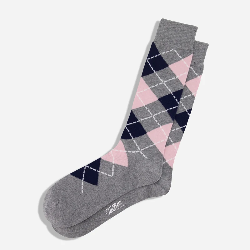 Argyle Blush Pink Dress Socks