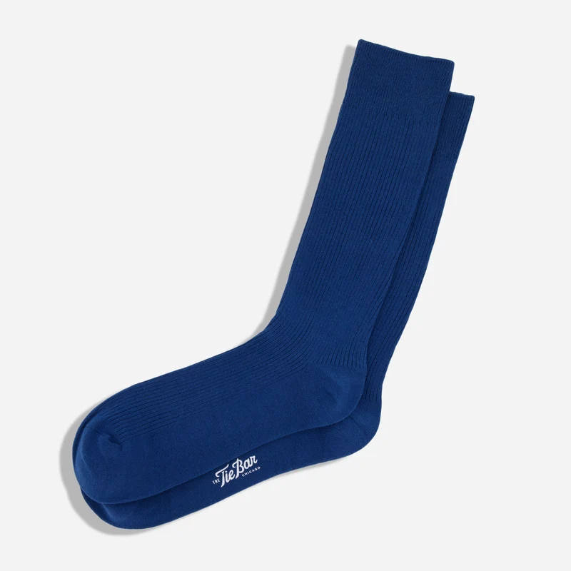 Ribbed Petrol Blue Dress Socks