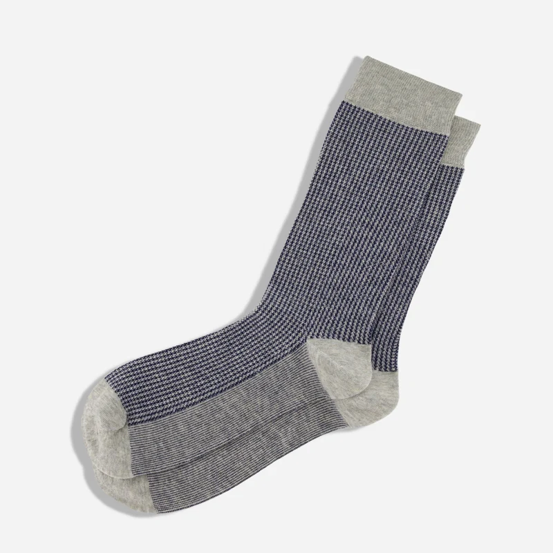 Micro Houndstooth Navy Dress Socks