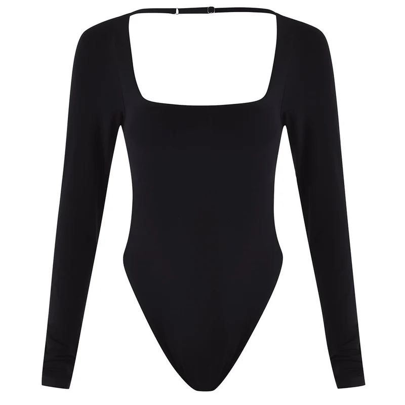 Gotische bodysuit met vierkante hals en gekruiste rug