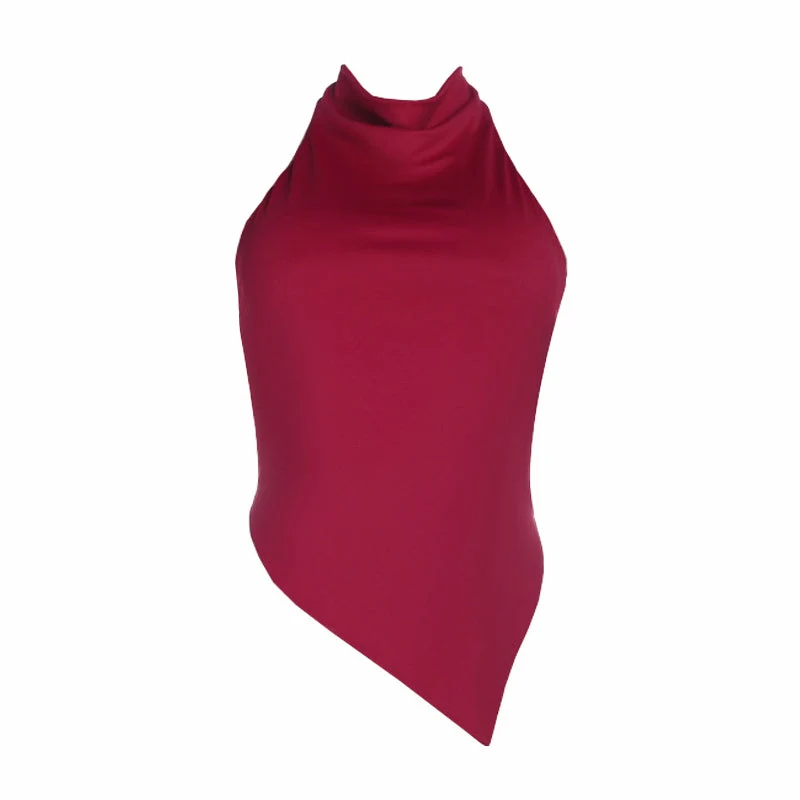 Gotische top met onregelmatige halternek en open rug