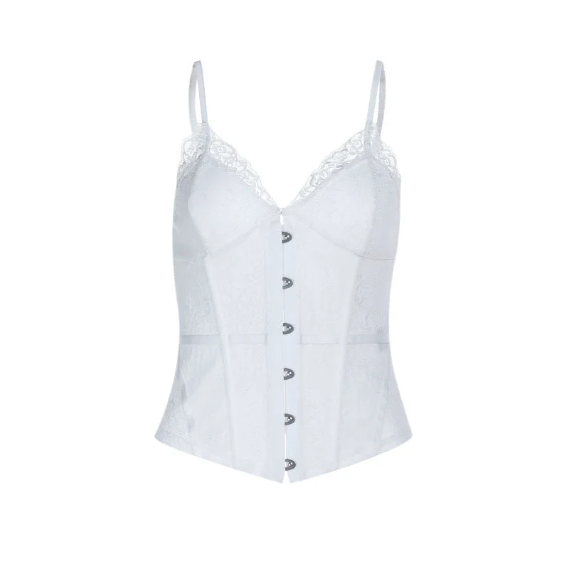 Fairycore cami top met kanten zoom en V-hals